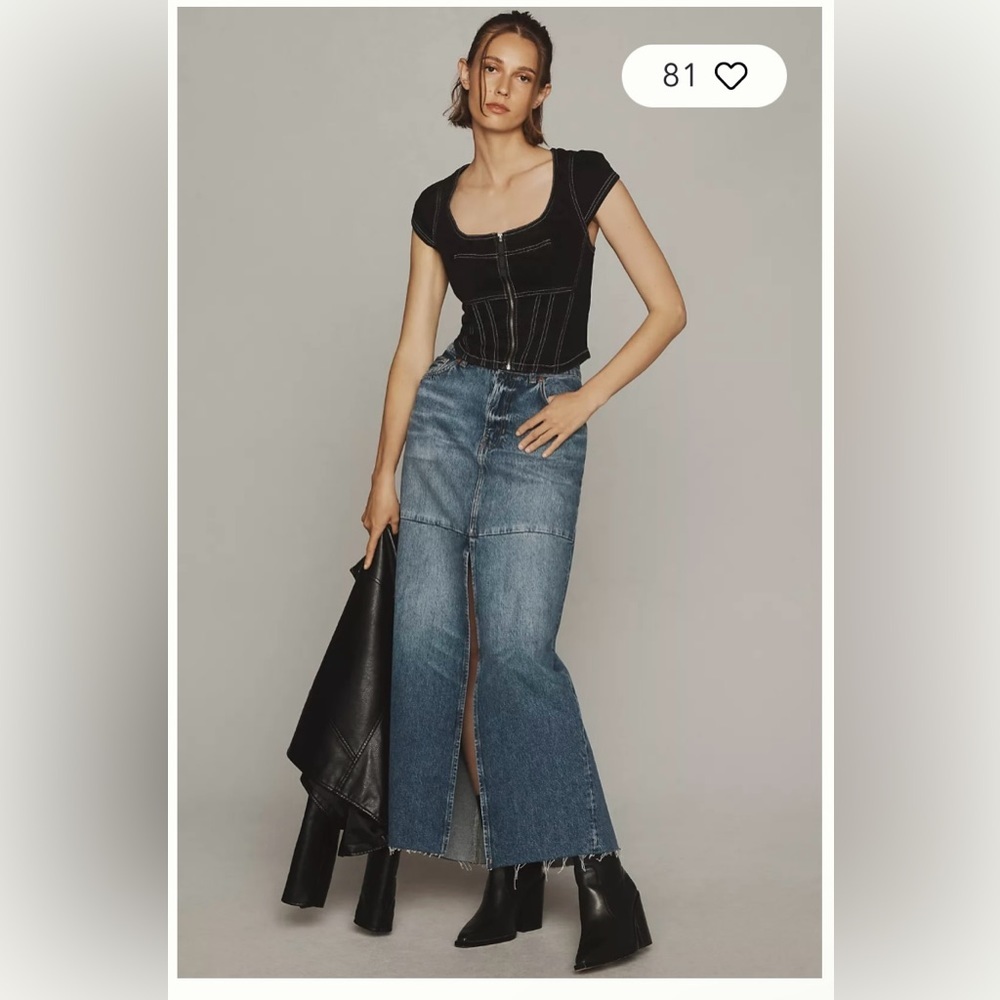 PILCRO CONTRAST STITCH CORSET TOP